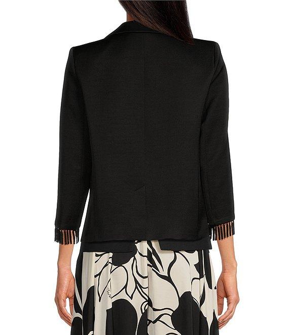 Tara Jarmon Valensole Woven Notch Collar 3/4 Fringe Sleeves Button Front Jacket Product Image