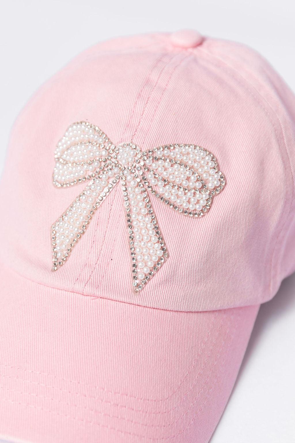 Pink Pearl Bow Hat Girls Product Image