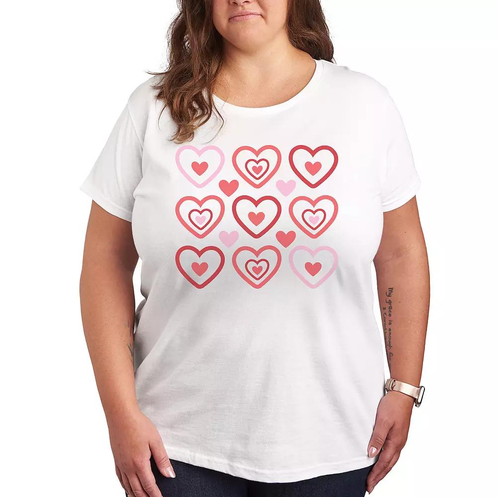 Plus Pastel Heart Grid Graphic Tee, Women's,  Product Image