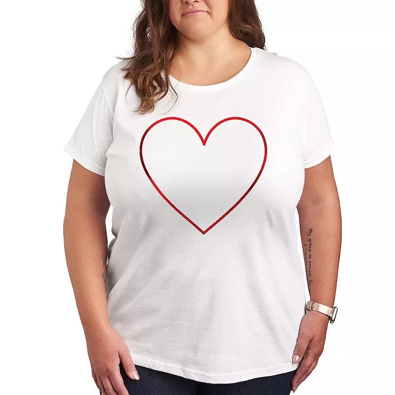 Plus Heart Outline Graphic Tee, Womens Product Image