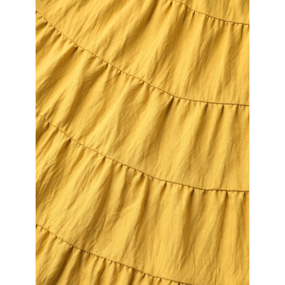 Plus Size Tassel Tie Tiered Midi Skirt Women Lemonyellow Side seam pocket Everyday-Casual Skirts BloomChic 22-24/3X Product Image