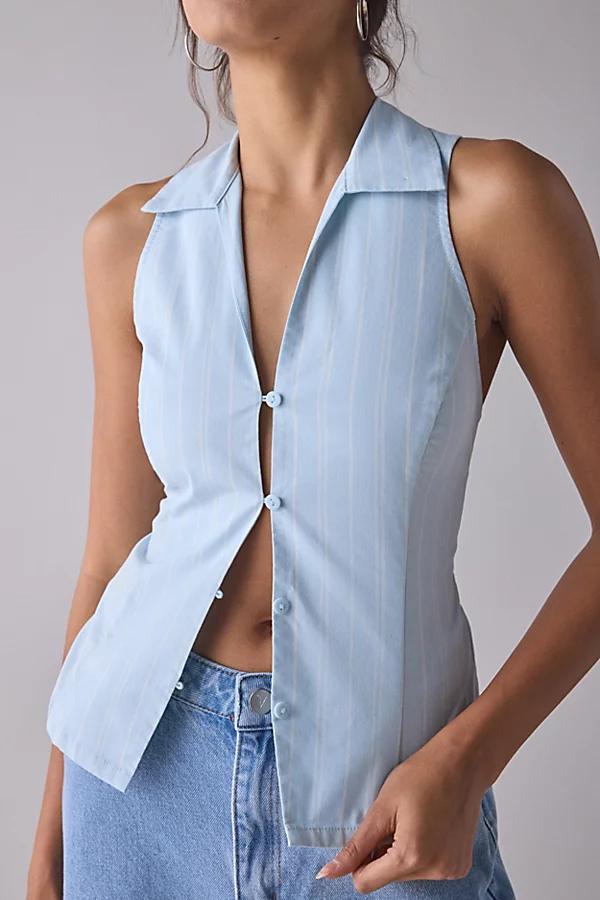 Urban Outfitters UO Party Girl Cotton-Blend Button Down Sleeveless Shirt Top Womens at Urban Outfitters Product Image