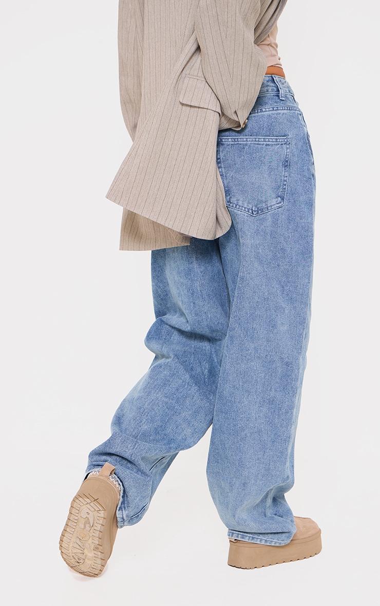 Vintage Mid Wash Dipped Back Waistband Boyfriend Jeans Product Image