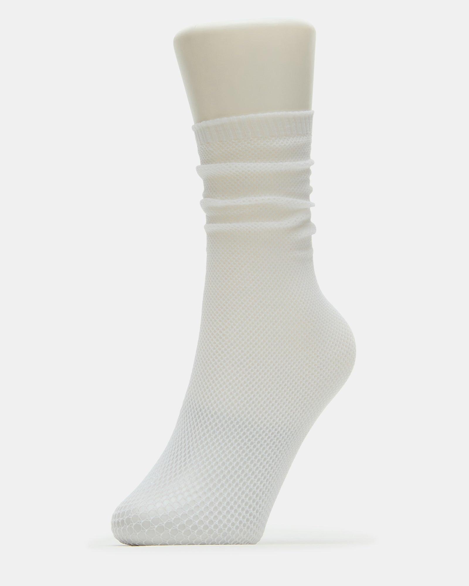 FISHNET SLOUCHY CREW SOCKS WHITE Female Product Image