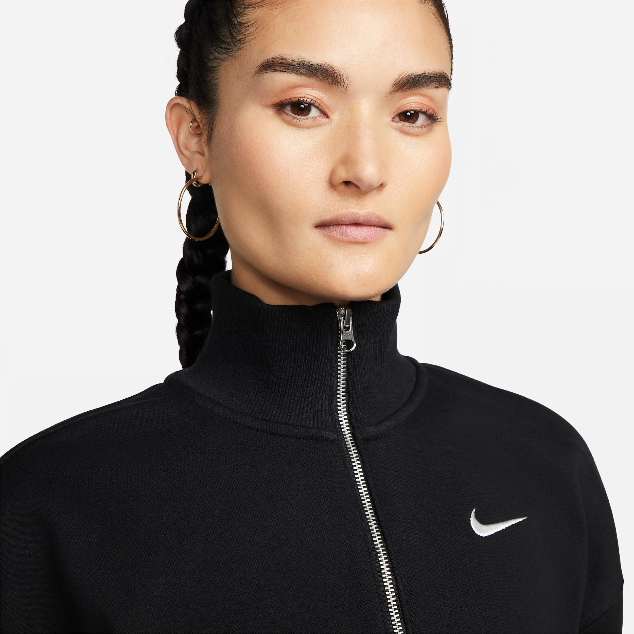 Womens Nike Sportswear Phoenix Fleece 1/4-Zip Cropped Sweatshirt | DQ5767-010 Product Image