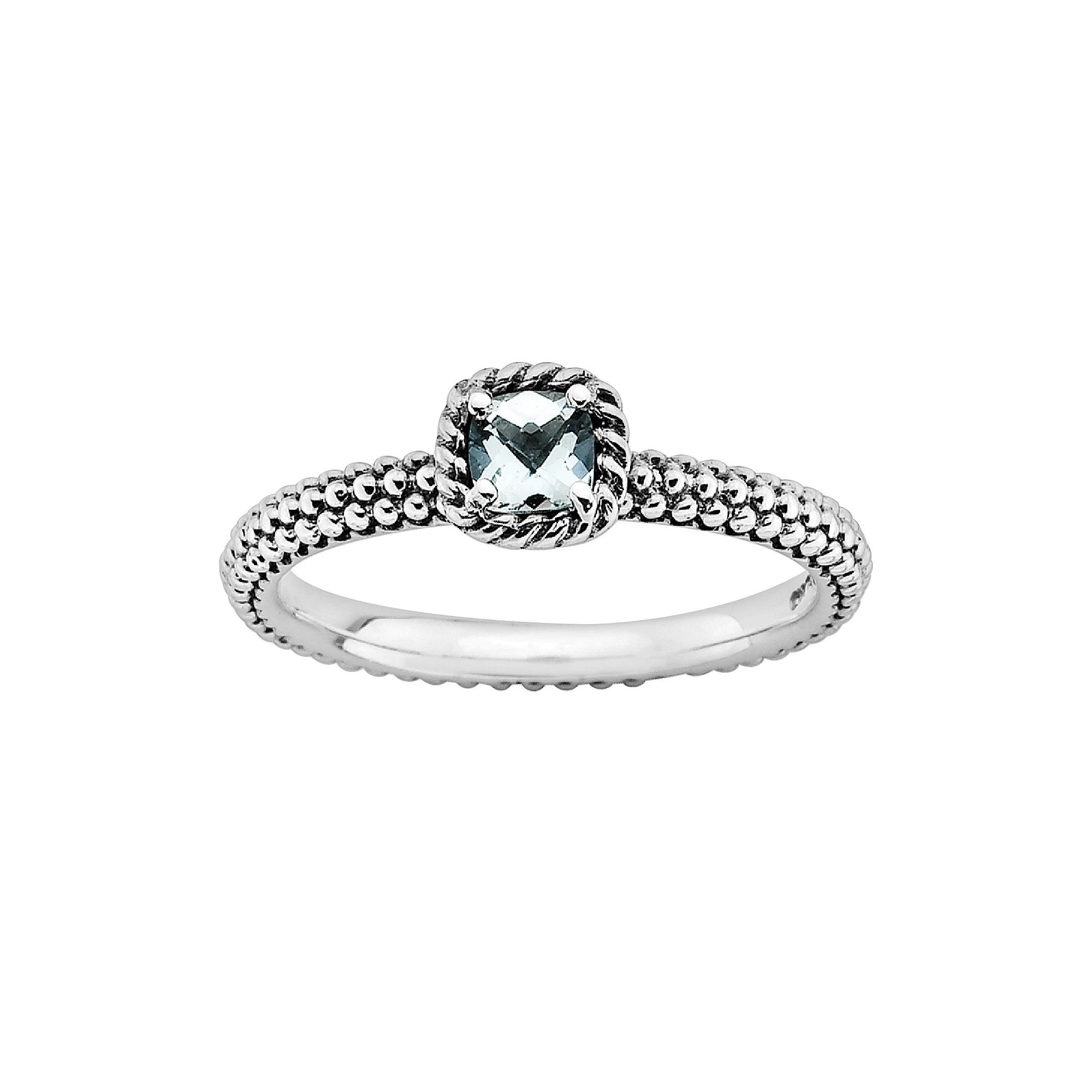 Stacks & Stones Sterling Silver Aquamarine Stack Ring, Women's, Size: 10, Blue Product Image