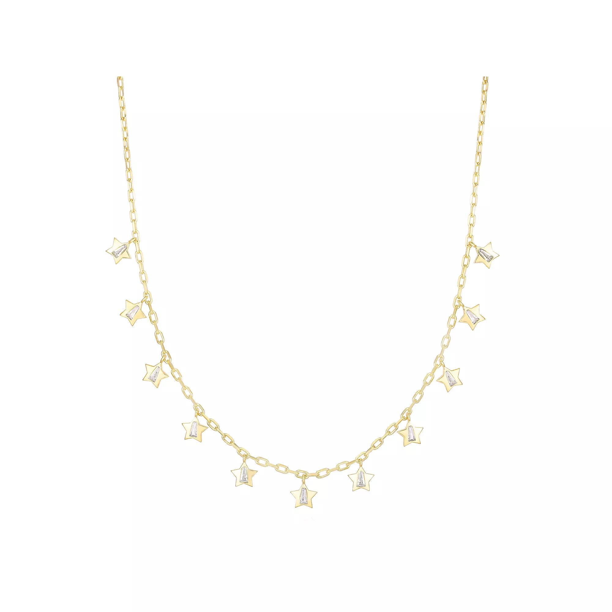 Sunkissed Sterling Cubic Zirconia Star Charm Necklace, Women's, Size: 18", Gold Tone Product Image