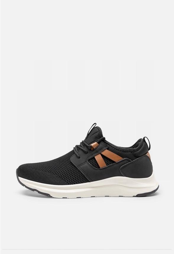Men's Slip-On PU Leather Knit Sneakers Product Image
