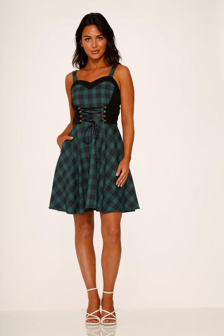 Green Plaid Swing Dress Product Image