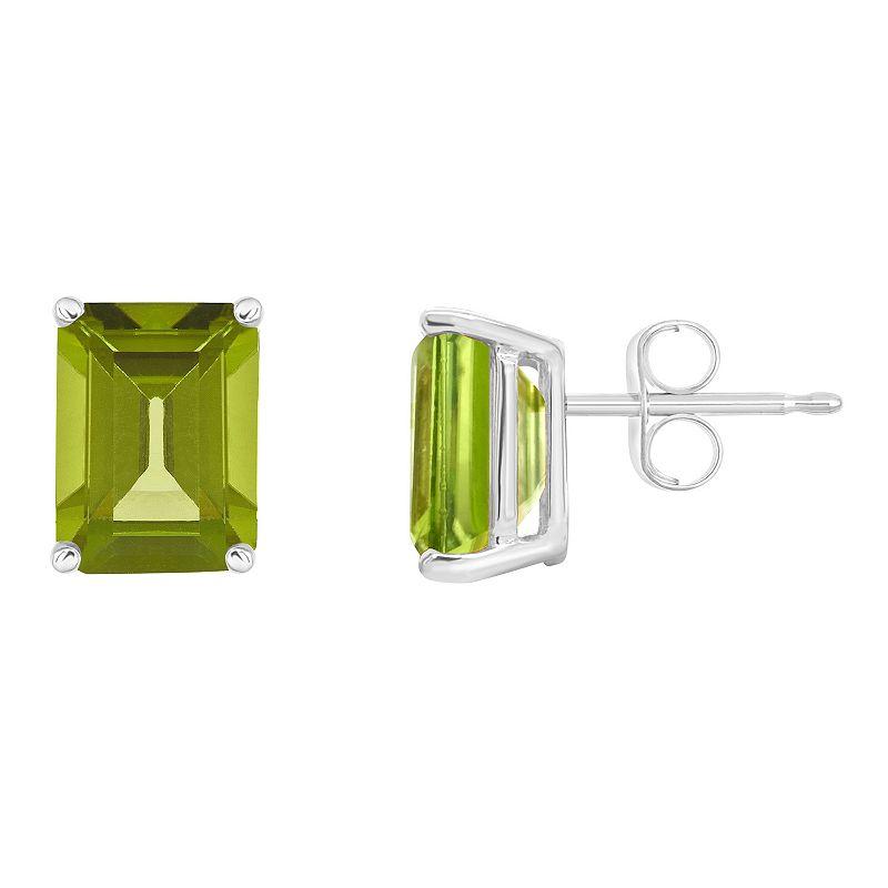 Celebration Gems 14k Gold Emerald Cut Peridot Stud Earrings, Women's, 14k Whgold Product Image