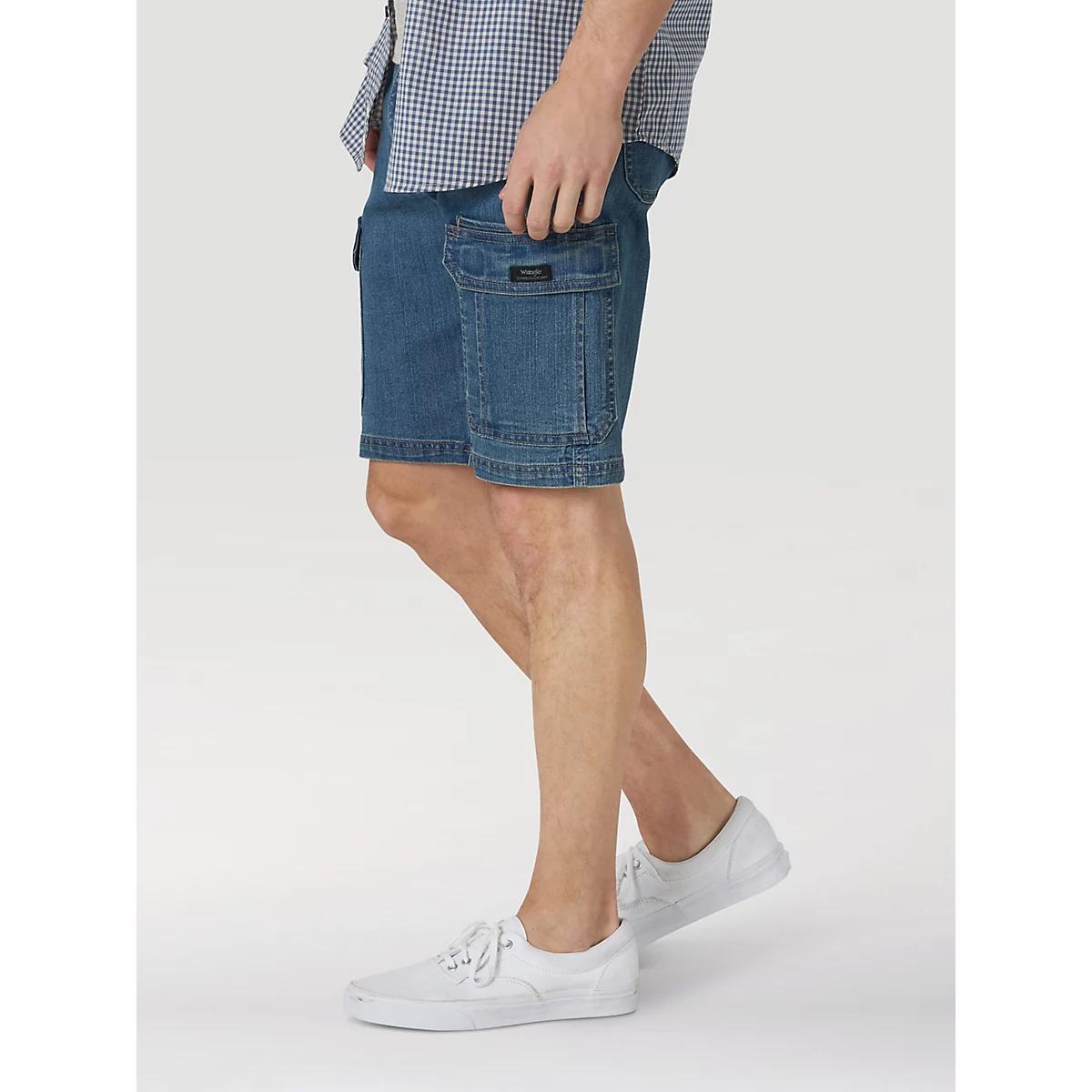 Wrangler® Men's Five Star Premium Denim Cargo Shorts in Medium Tint Product Image