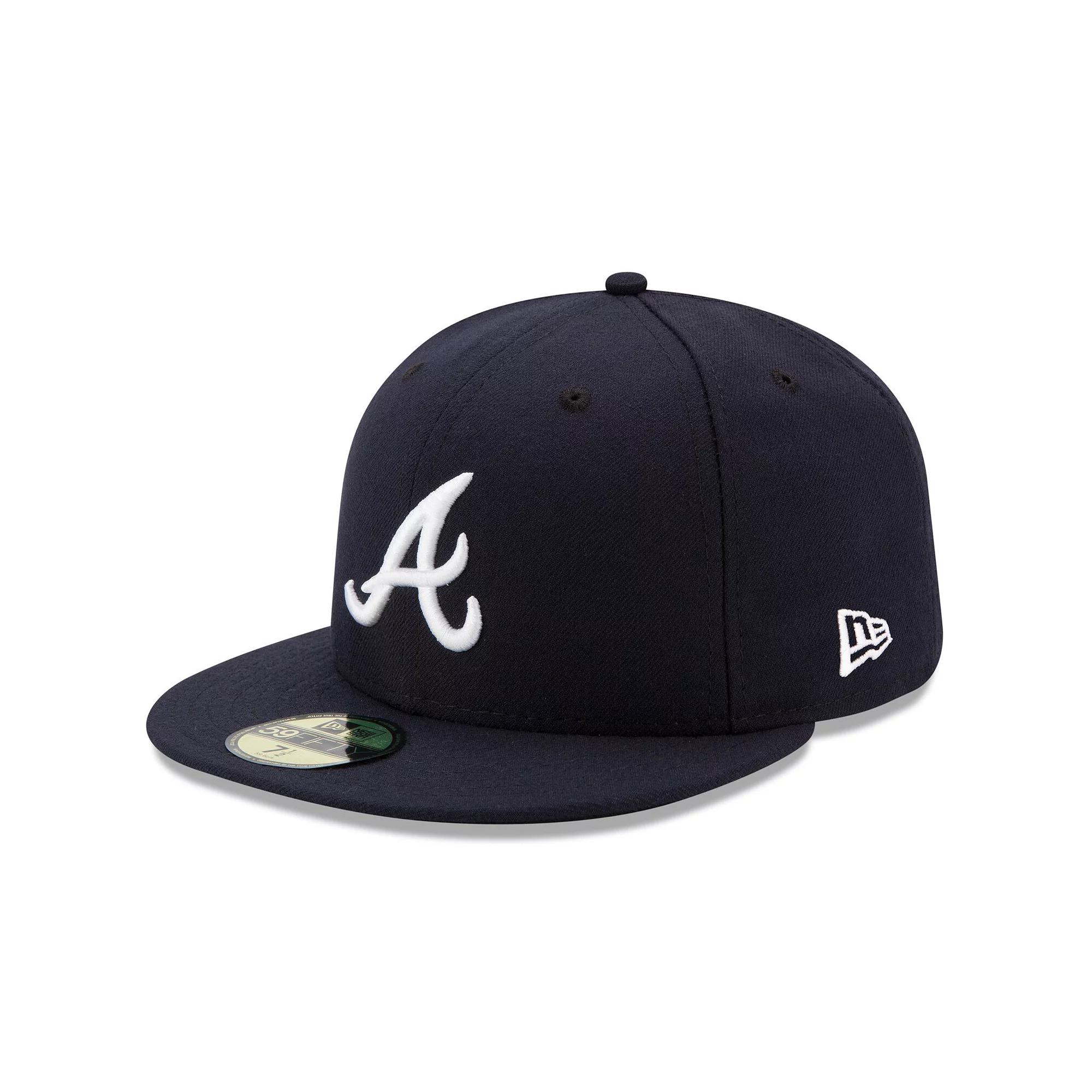 Men's New Era Navy Atlanta Braves Road Authentic Collection On-Field 59FIFTY Fitted Hat,  Product Image