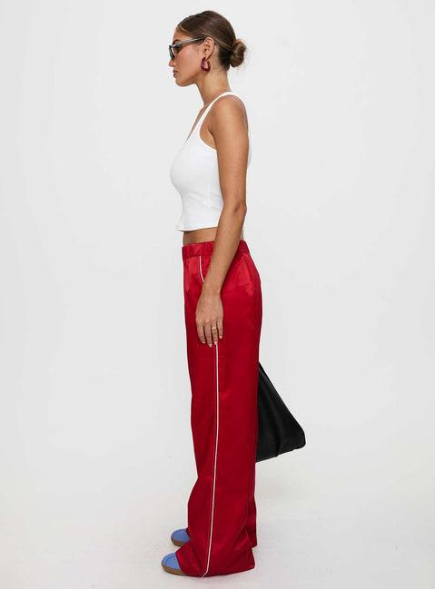 Travalta Satin Track Pant Red Product Image