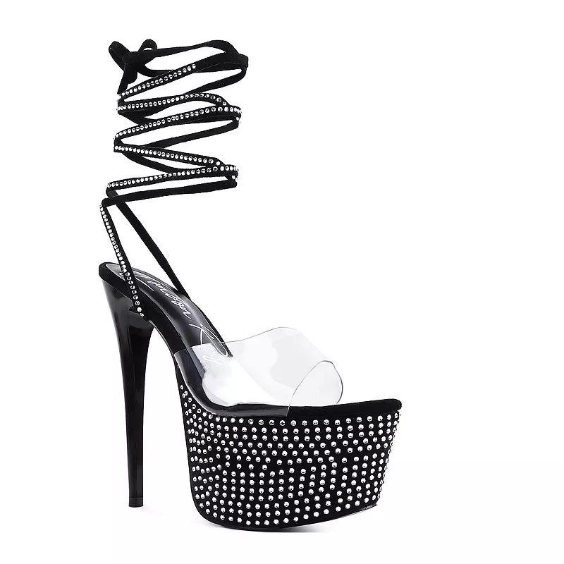 London Rag Sugar Mom Women's Strappy Rhinestone High Heel Sandals,  Product Image