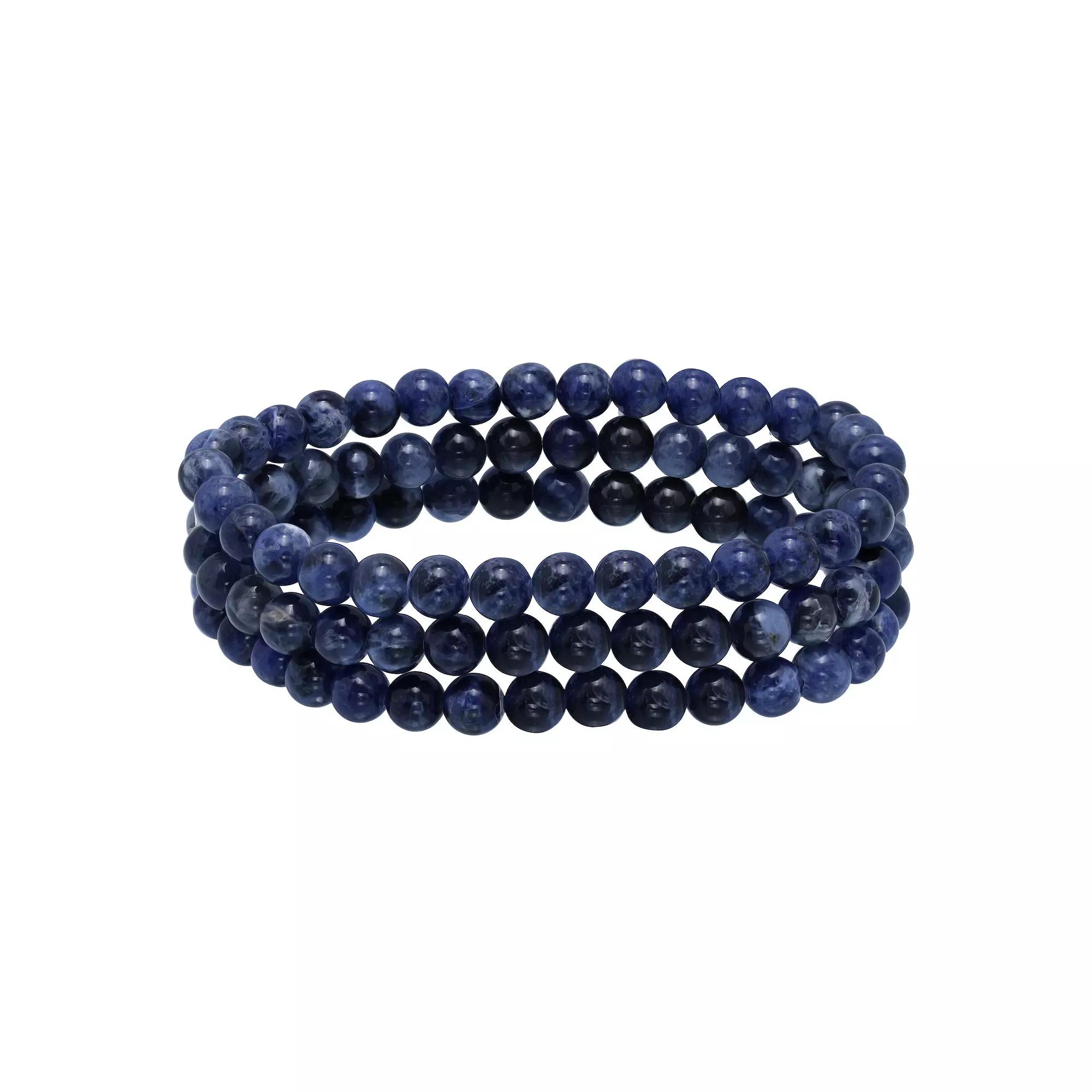 Aleure Precioso Beaded 3-Row Stretch Bracelet, Women's, Size: 7.5", Sodalite Product Image