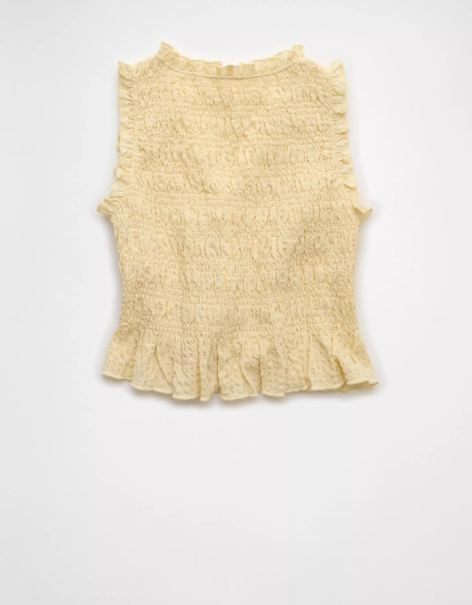 AE Tie-Front Smocked Tank Top Product Image