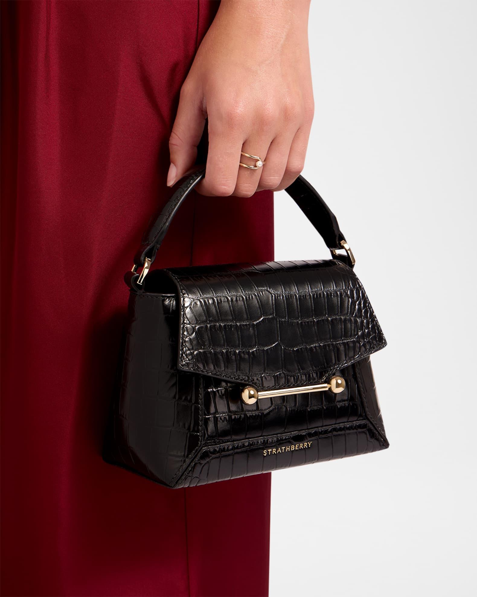 Mosaic Croc-Embossed Leather Top-Handle Bag Product Image