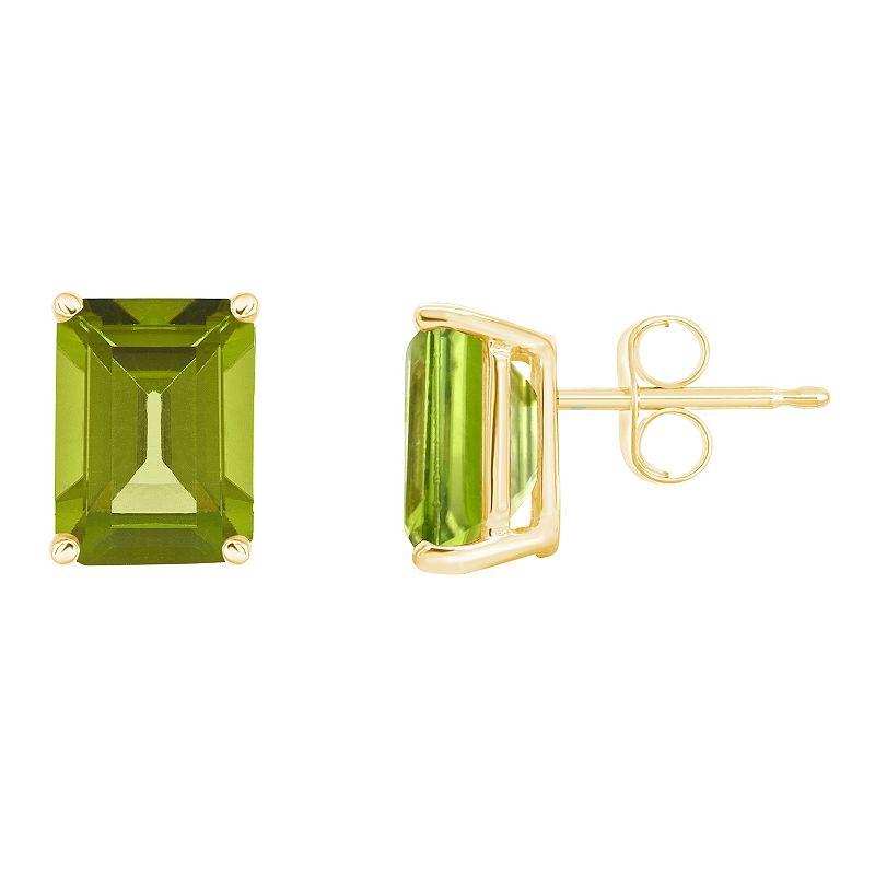 Celebration Gems 14k Gold Emerald Cut Peridot Stud Earrings, Women's, 14k Whgold Product Image