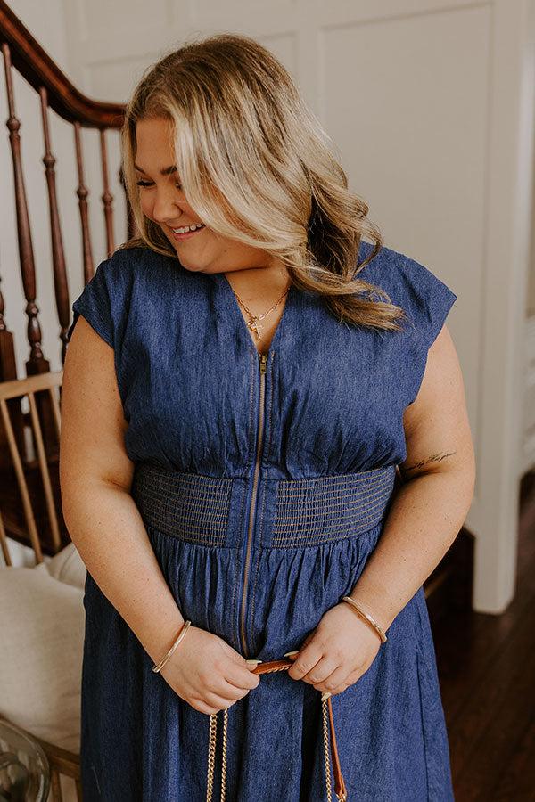 Picnic At The Park Denim Midi Dress Curves Product Image