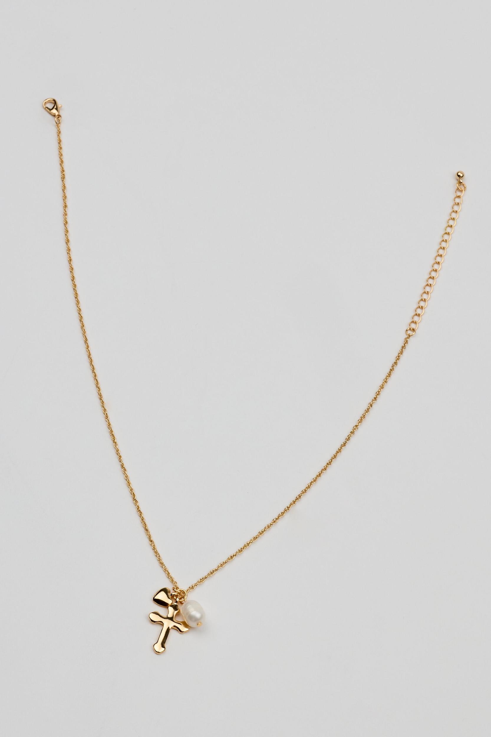 Cross, Pearl, & Heart Necklace Product Image