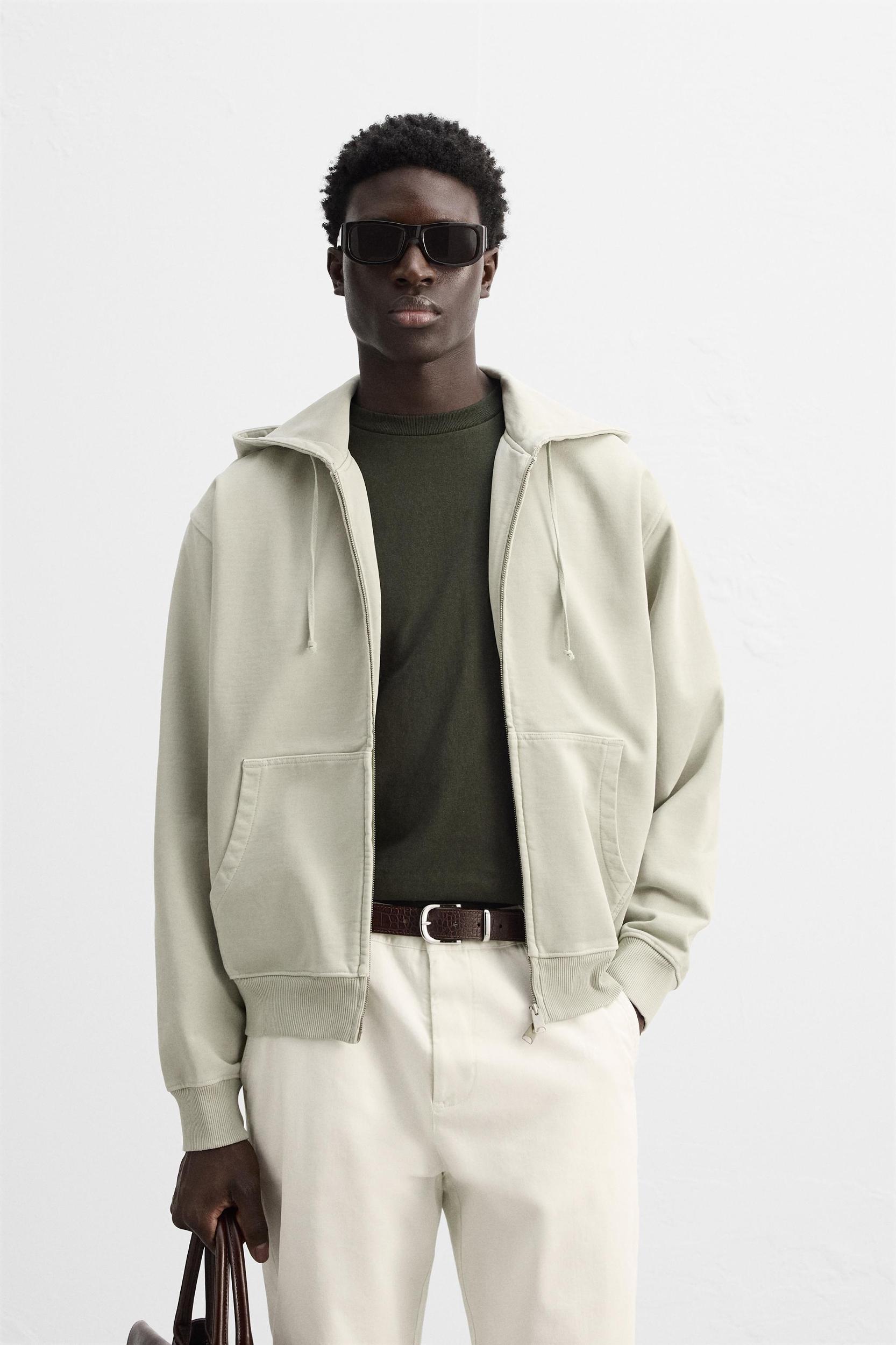 WASHED HOODED ZIP SWEATSHIRT Product Image