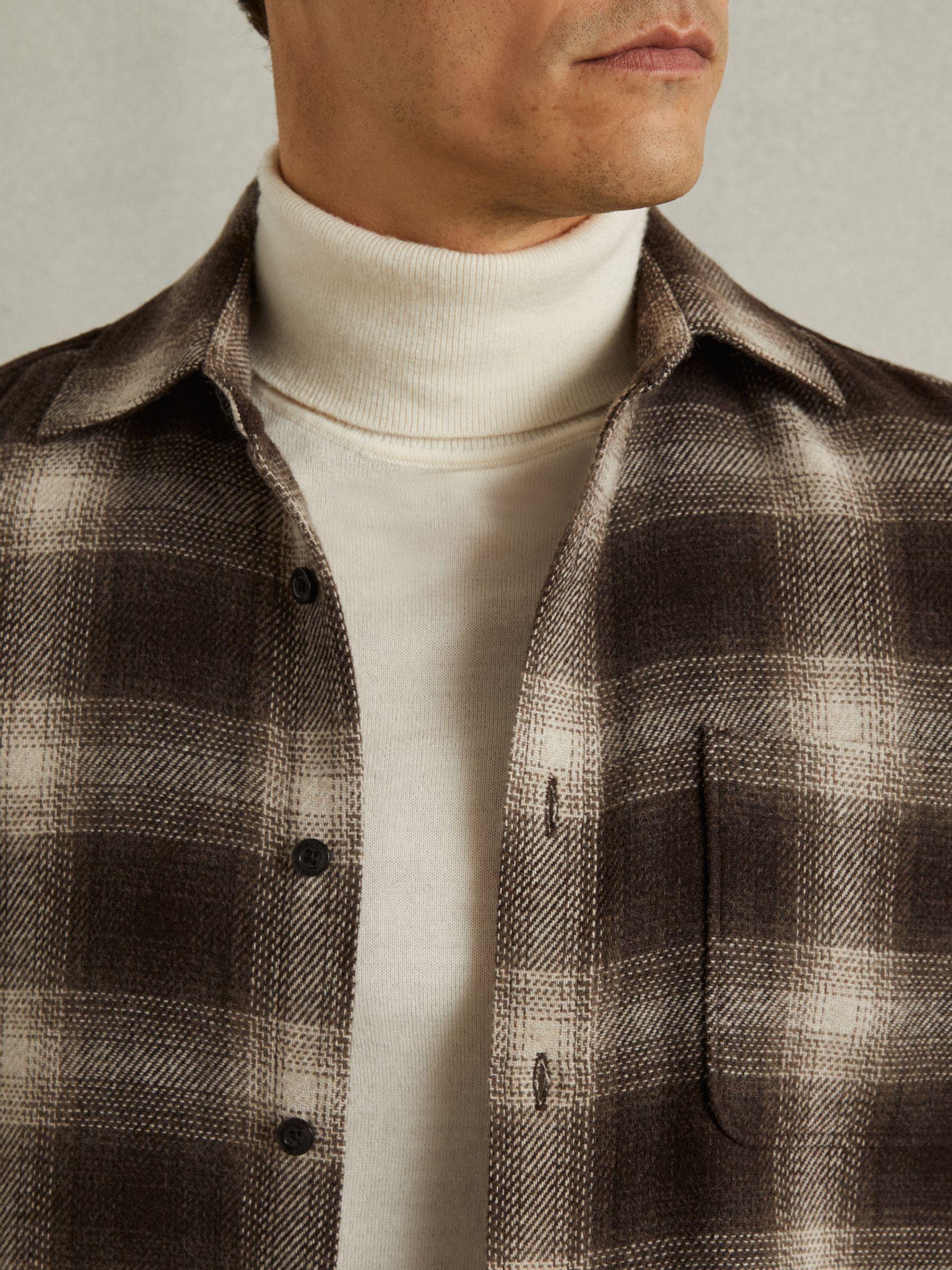 Check Patch-Pocket Overshirt With Wool in Brown Multi Product Image
