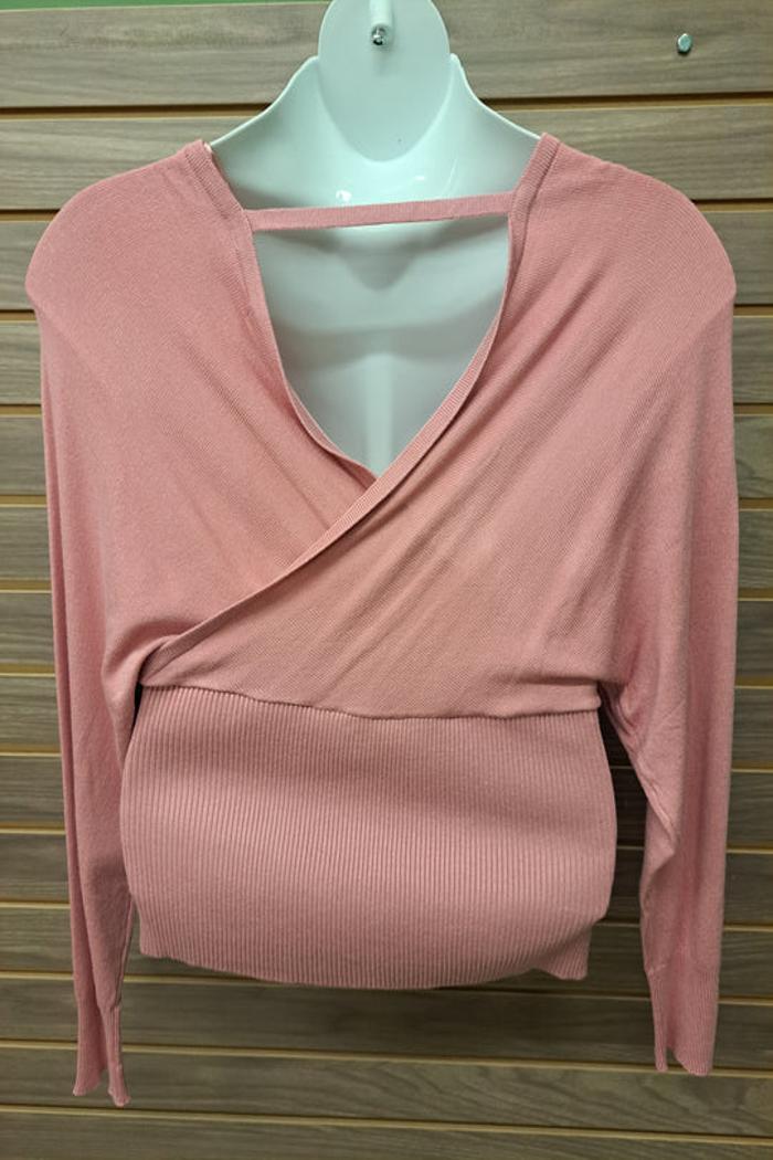 Pink Ribbed Pull Over Sweater Product Image