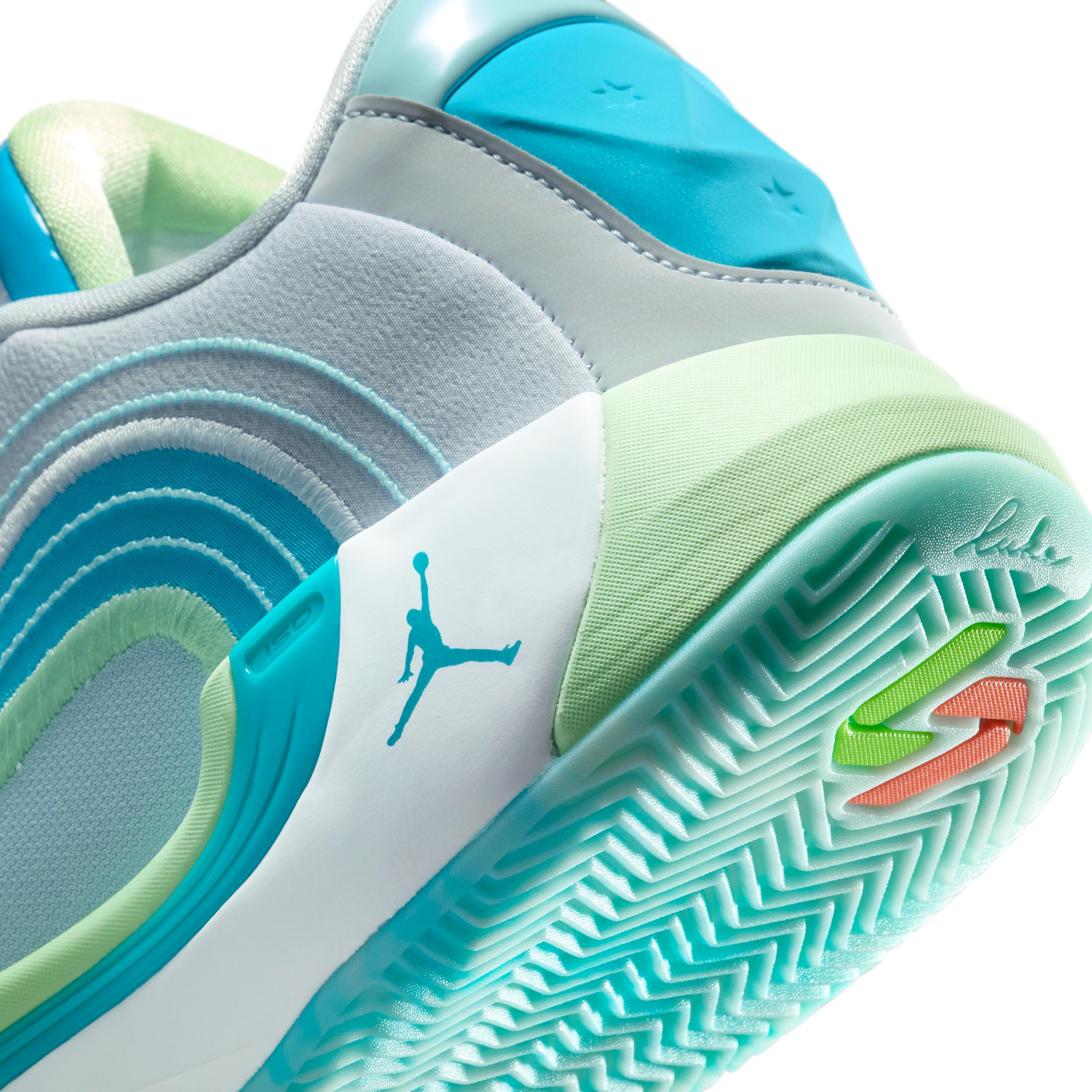 Jordan Mens Jordan Luka 4 - Mens Basketball Shoes Football Grey/Laser Blue/Vapor Green Product Image