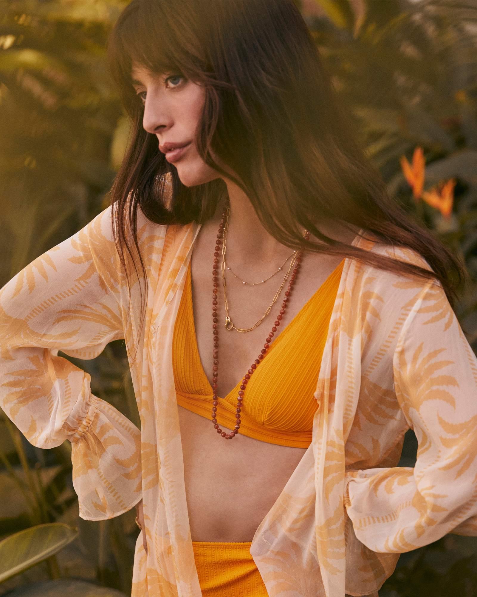 Sylvia Gold Large Long Pendant Necklace Product Image