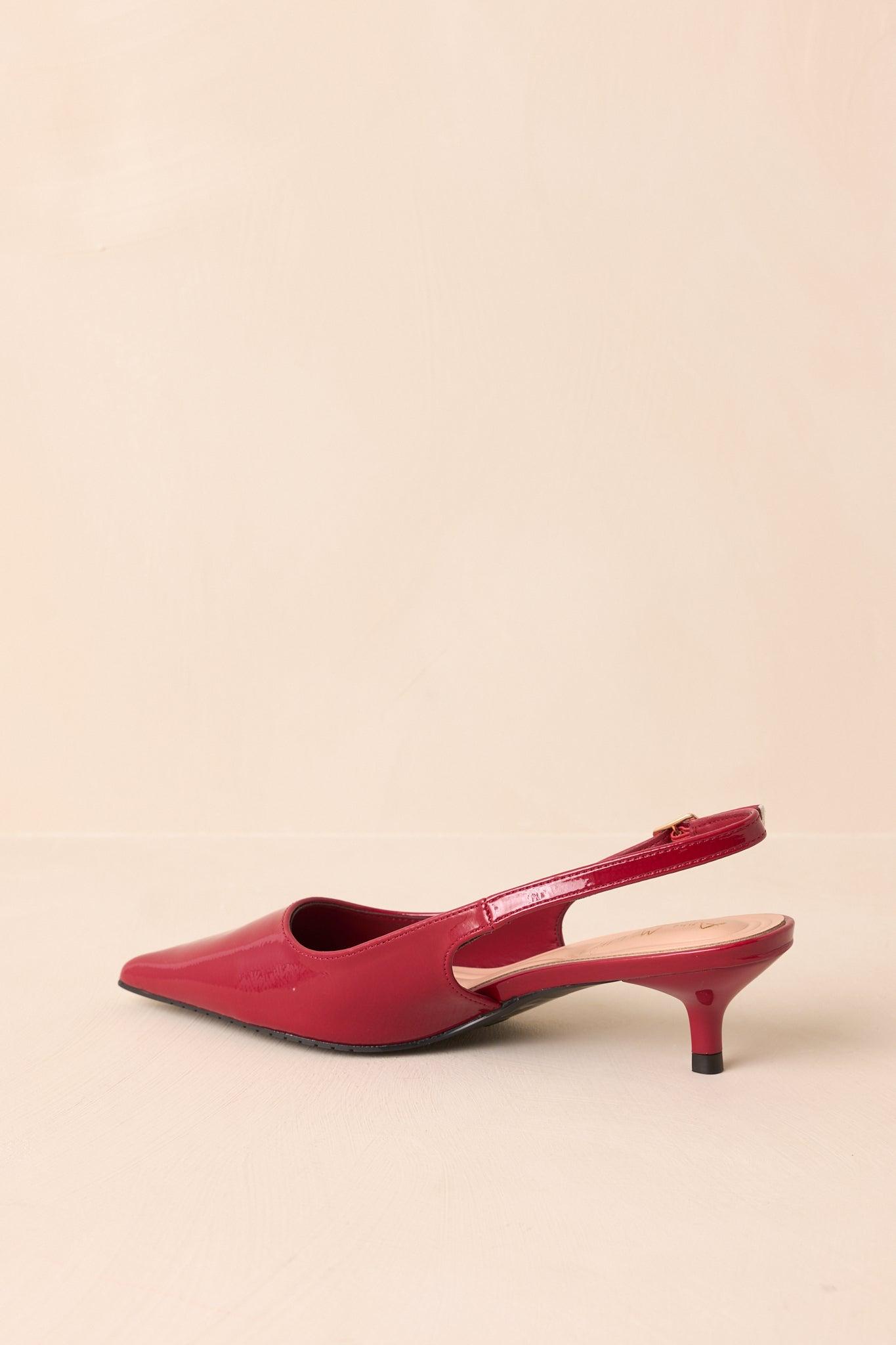 Meant To Be Me Red Patent Pointed-Toe Slingback Kitten Heels 6 / Red Product Image
