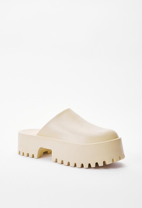 JustFab Margaux Platform Loafer Pump Womens Black/ White Size 8.5 Product Image