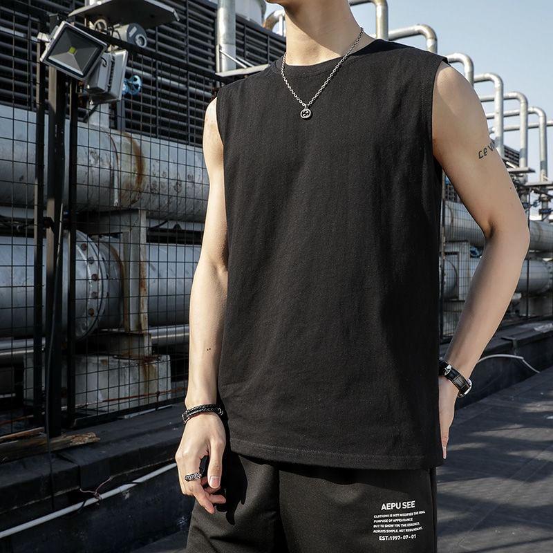 Round Neck Plain Tank Top Product Image