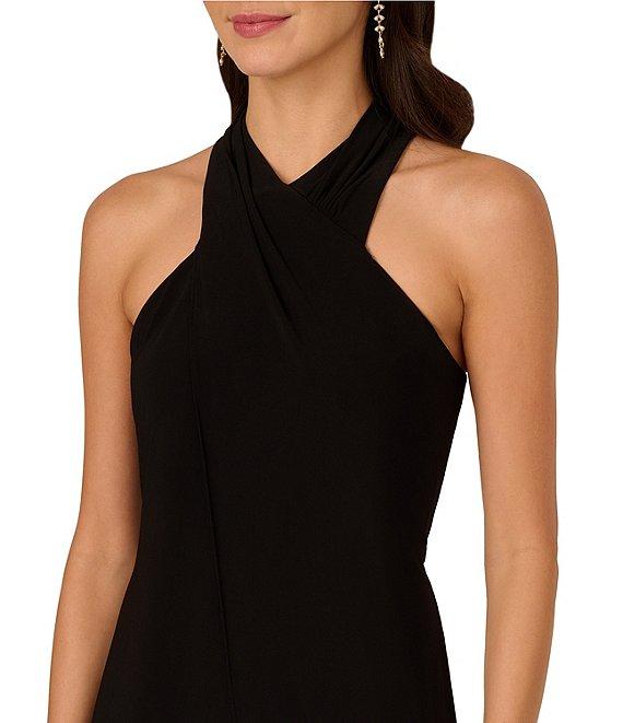 Adrianna Papell Criss Cross Halter Stretch Jersey Tulip Jumpsuit Product Image