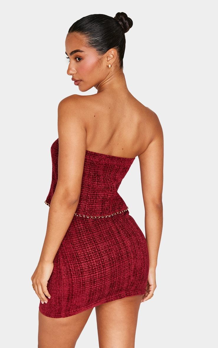 Petite Red Twill Bandeau Button Detail Top Product Image