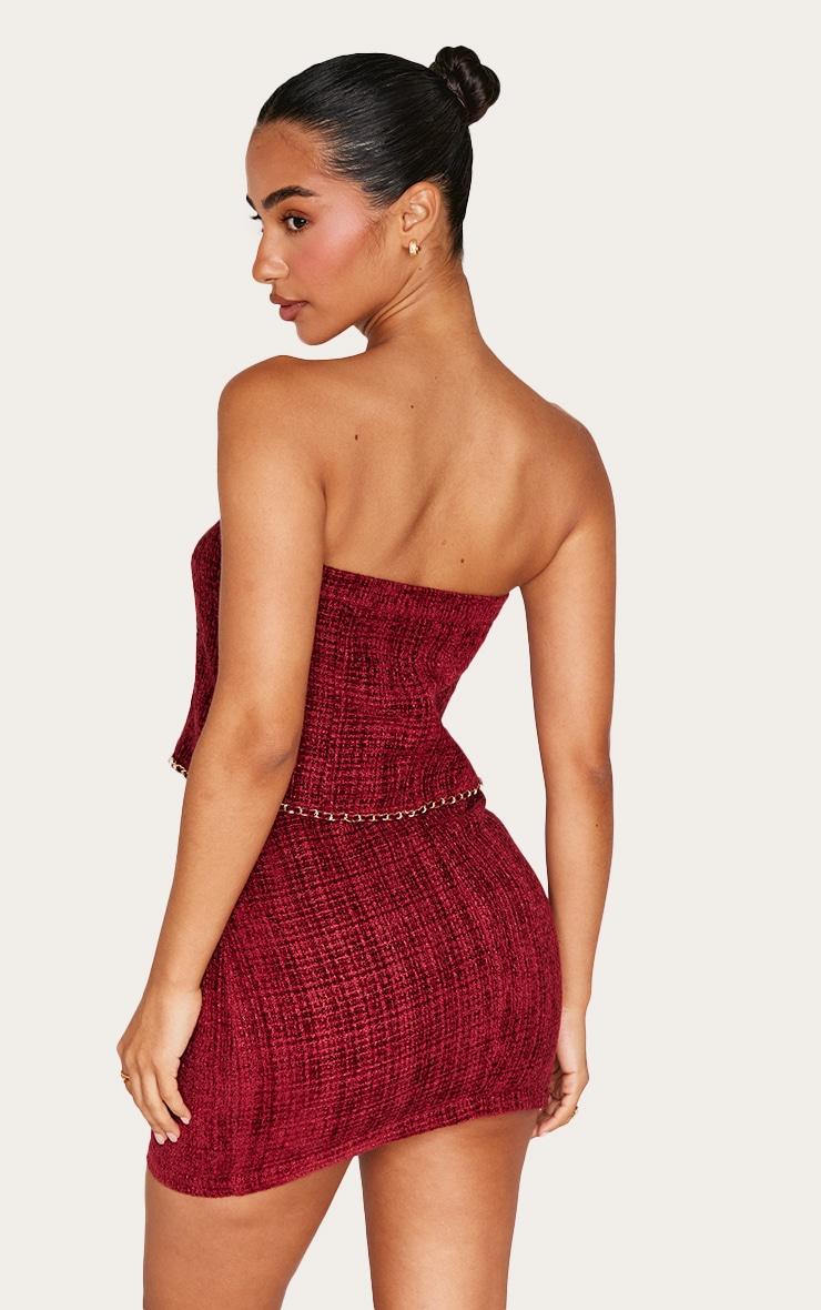 Petite Red Twill Bandeau Button Detail Top Product Image