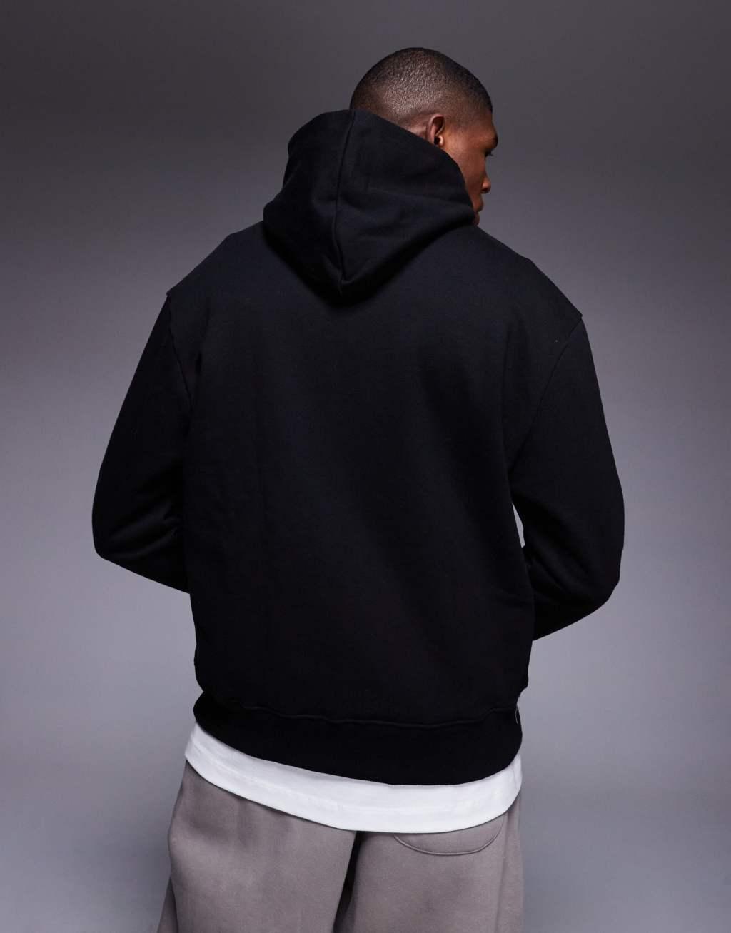 ASOS DESIGN premium heavyweight oversized hoodie in black Product Image