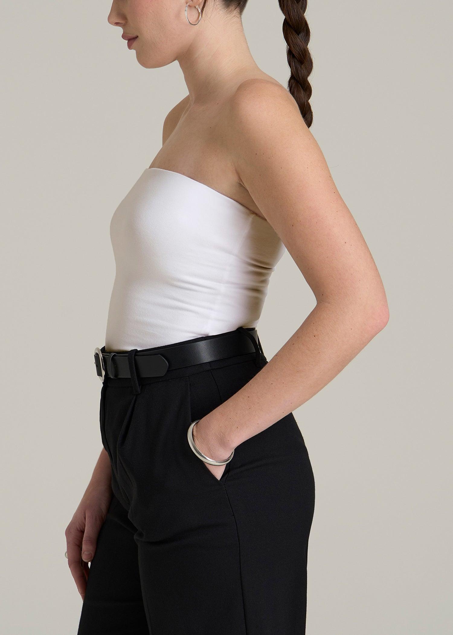 Cotton Tube Top for Tall Women in White Product Image