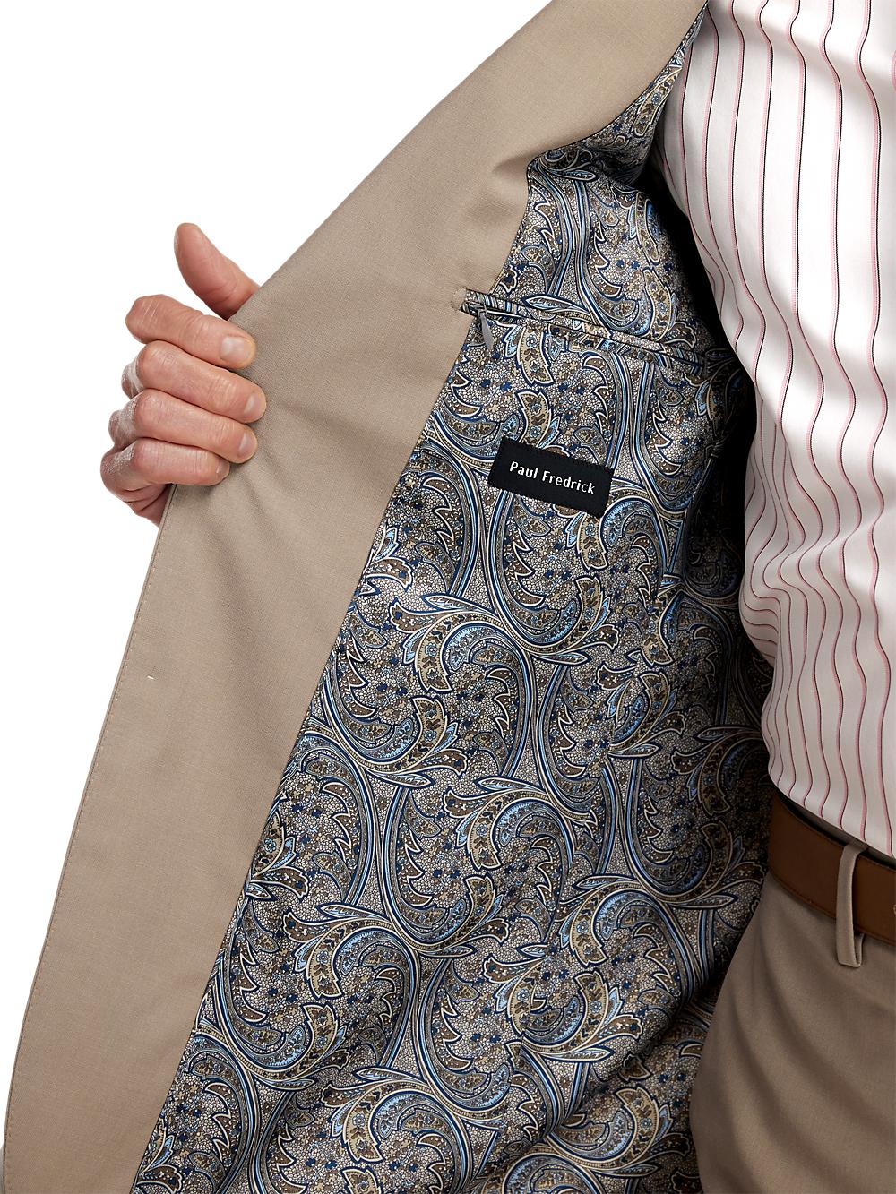 Wool Stretch Bengaline Peak Lapel Suit Jacket - Light Tan Product Image