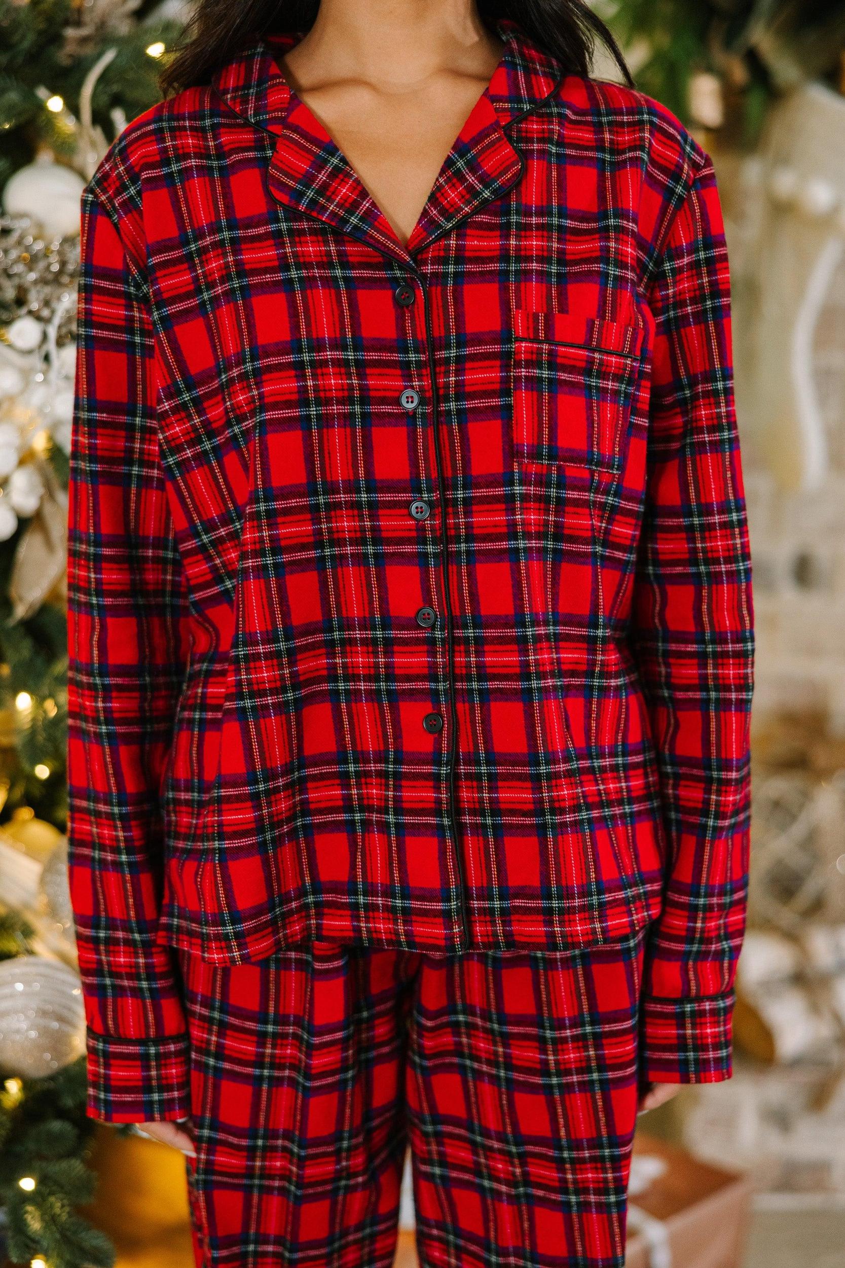 Staying In Tartan Plaid L/S Pajama Set Female Product Image