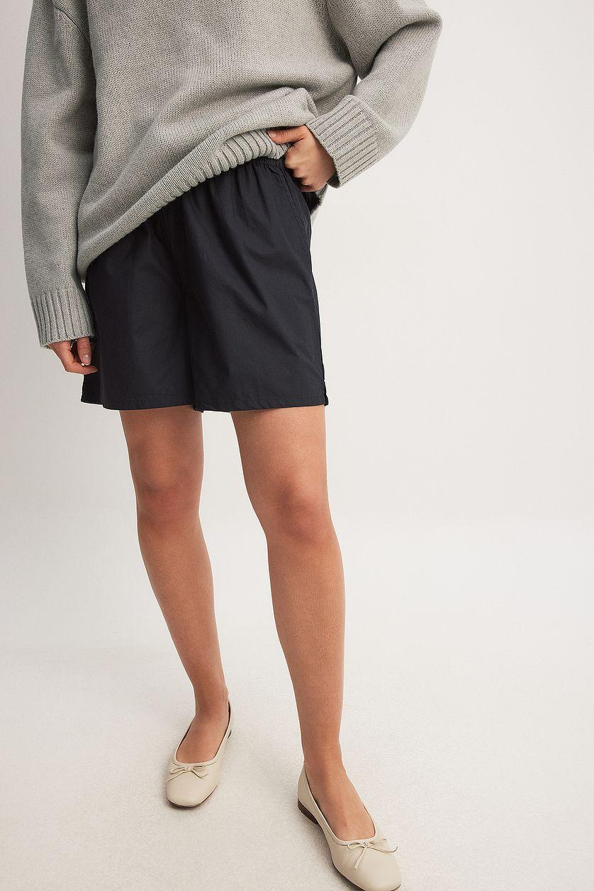 Cotton Elastic Waist Long Shorts Product Image