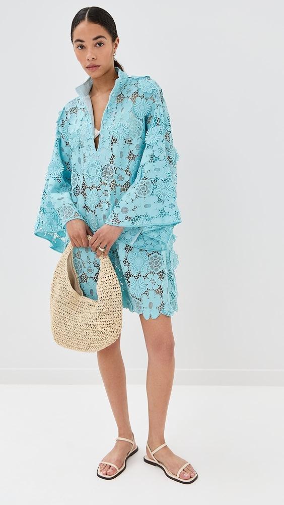 La Vie Style House Mod Floral Lace Mini Caftan | Shopbop Product Image