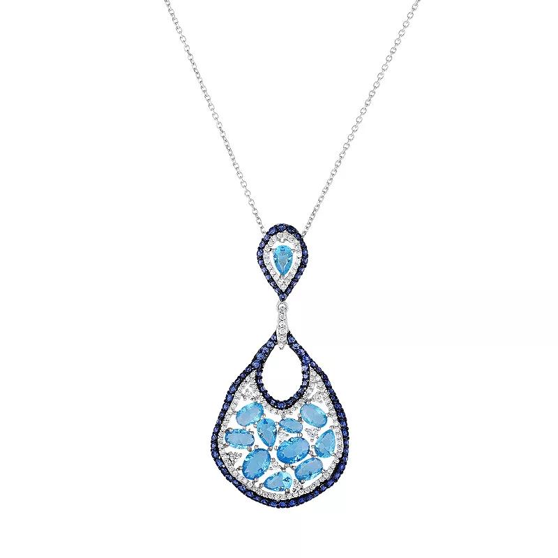 Sterling Silver Cubic Zirconia Teardrop Pendant Necklace, Womens Product Image