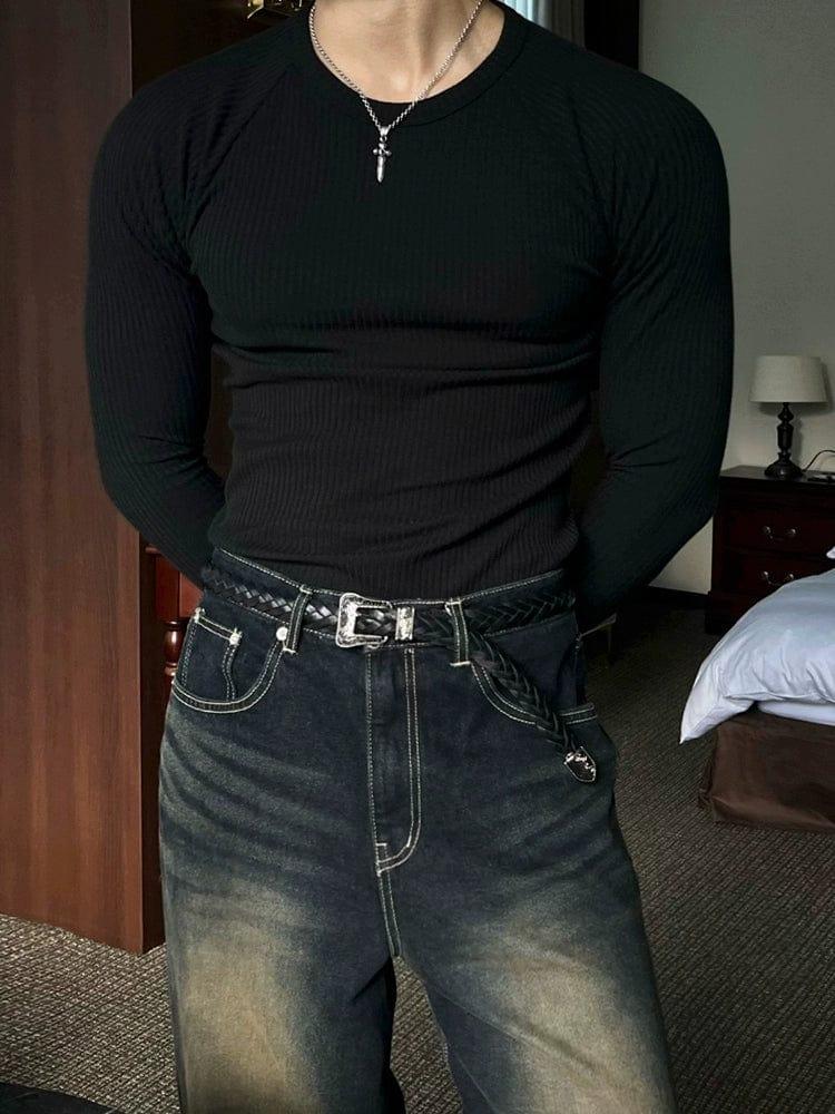 RT No. 12317 BLACK VERTICAL STRIPE SLIM SHIRT Product Image