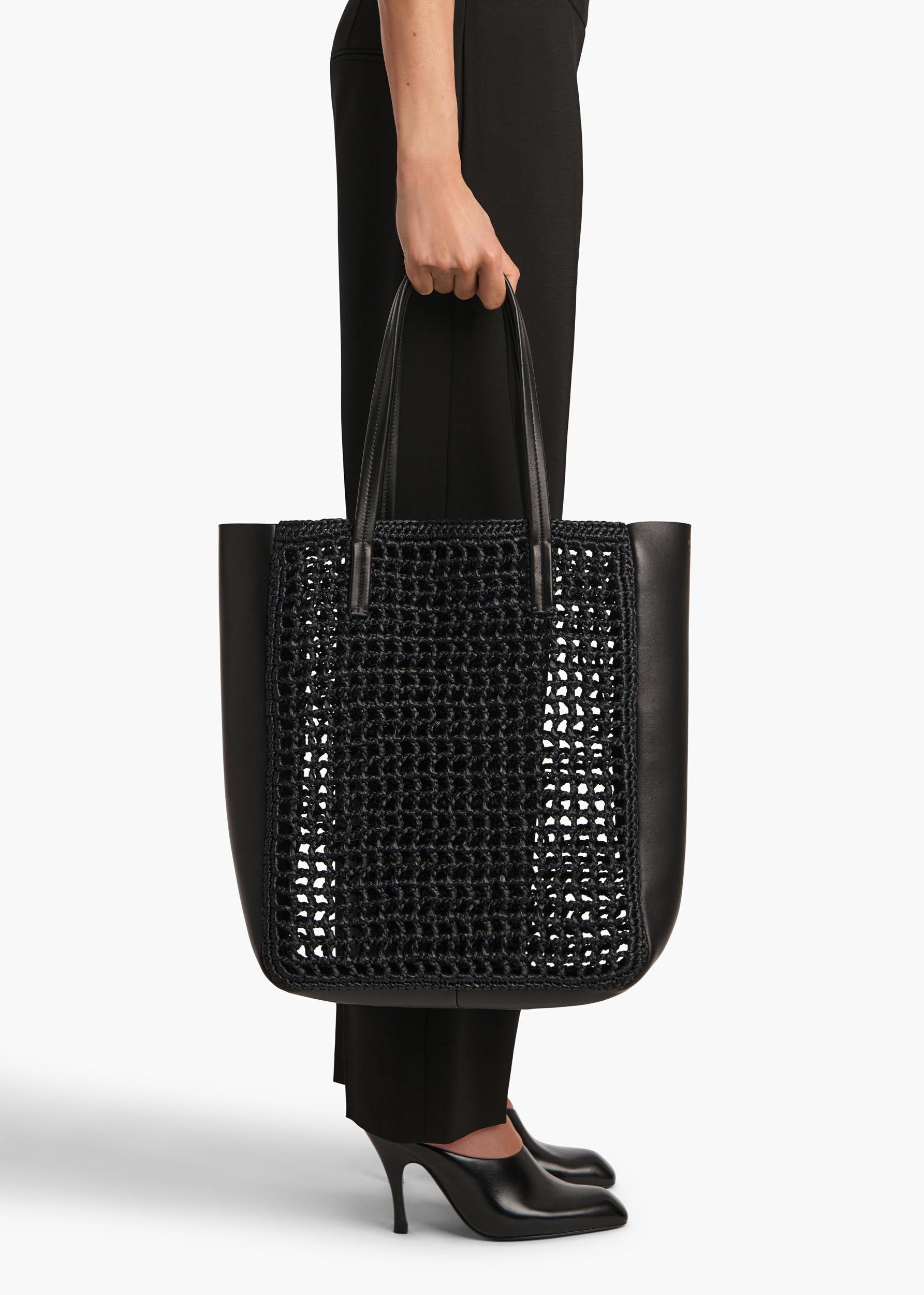 Zoe Tote in Black Raffia with Black Leather Product Image