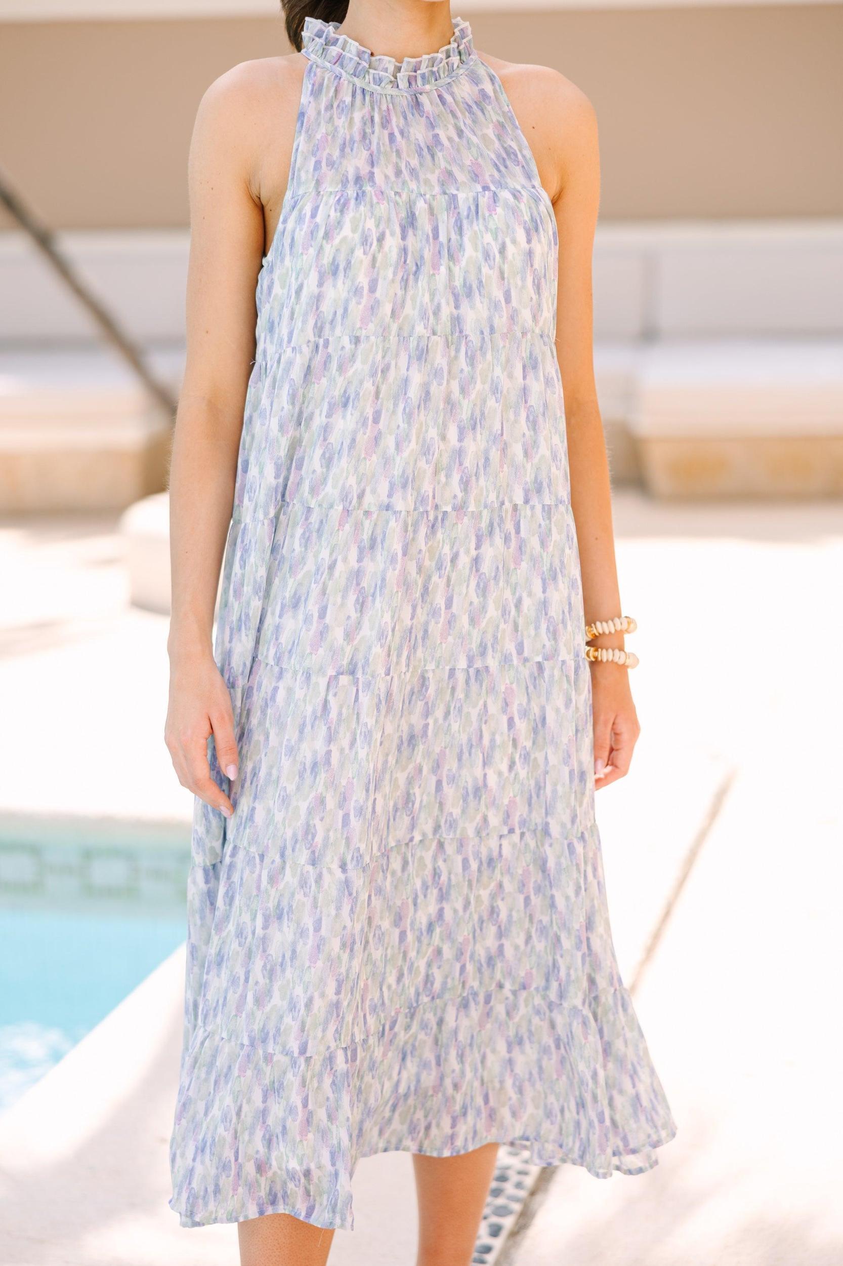 Living In The Moment Blue Abstract Midi Dress Female Product Image