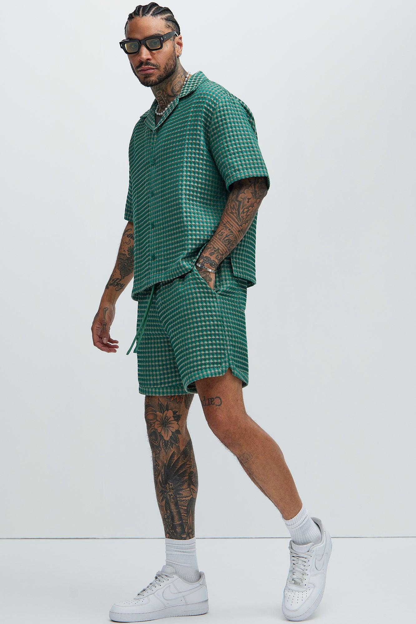 Dimensional Textured Warmup Shorts - Green/combo Product Image
