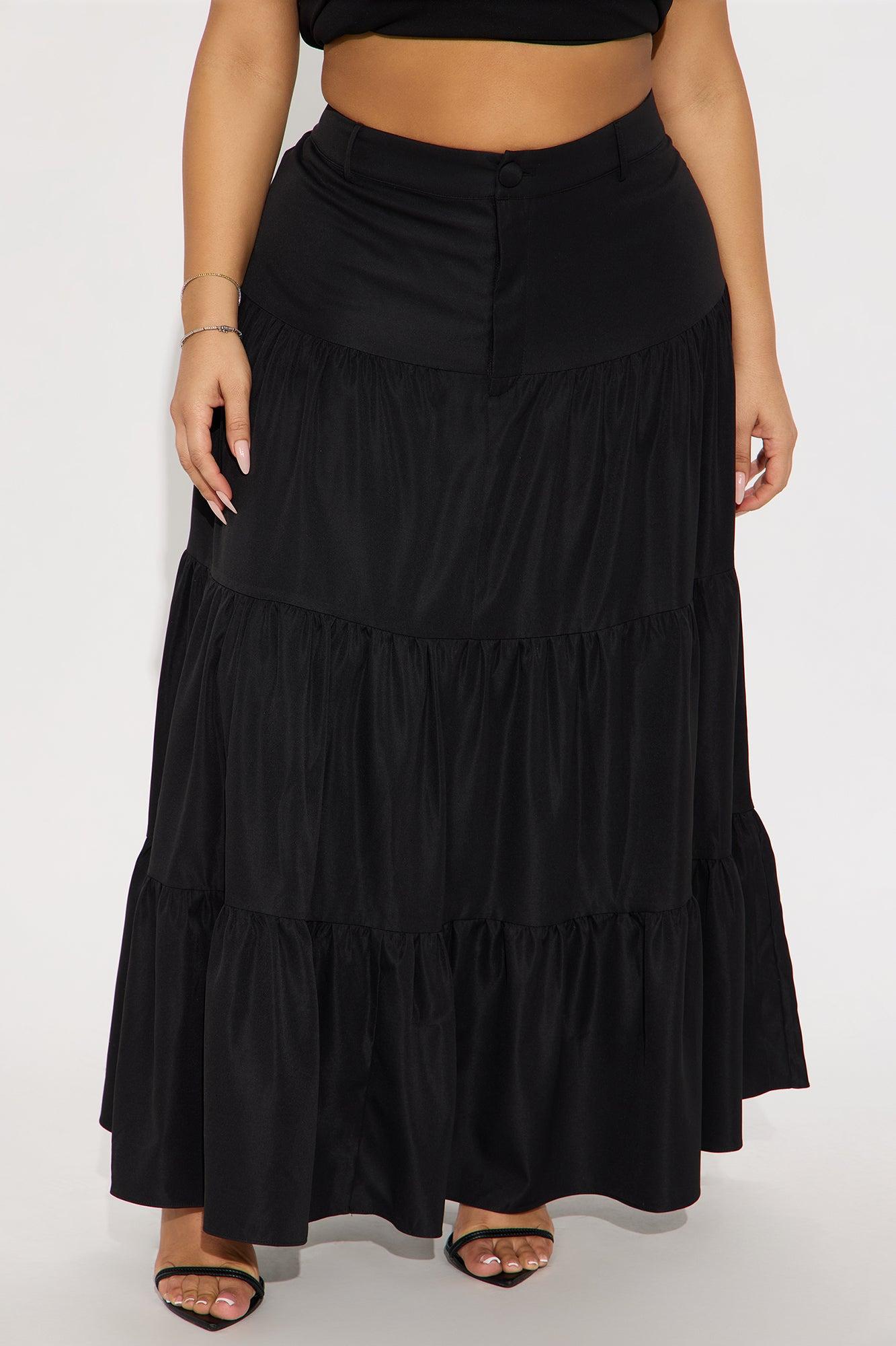 Marina Tiered Maxi Skirt - Black Product Image