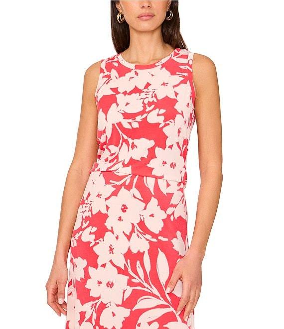 Vince Camuto Floral Print Round Neck Sleeveless Tank Product Image