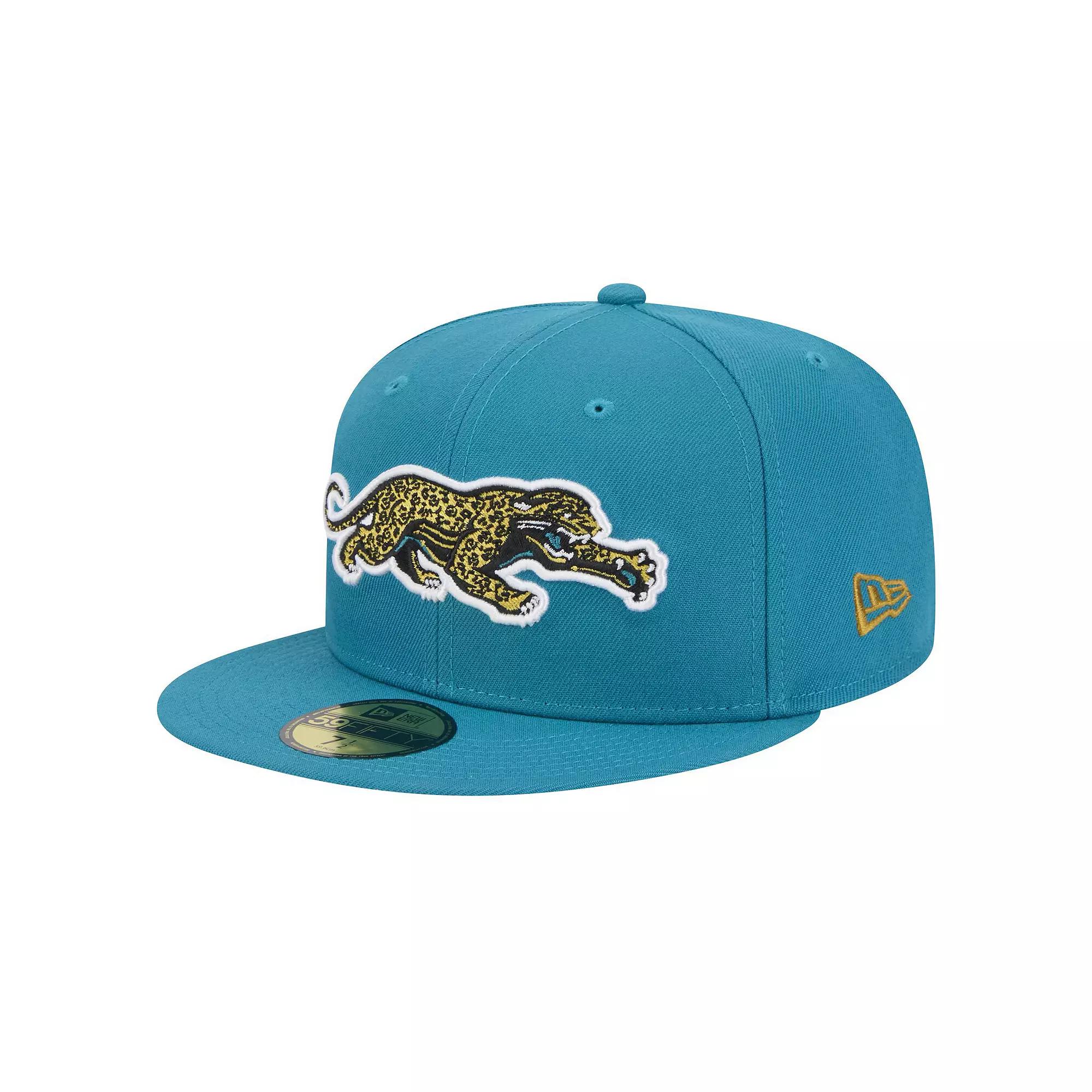 Men's New Era Teal Jacksonville Jaguars Throwback Crawl Omaha 59FIFTY Fitted Hat,  Product Image