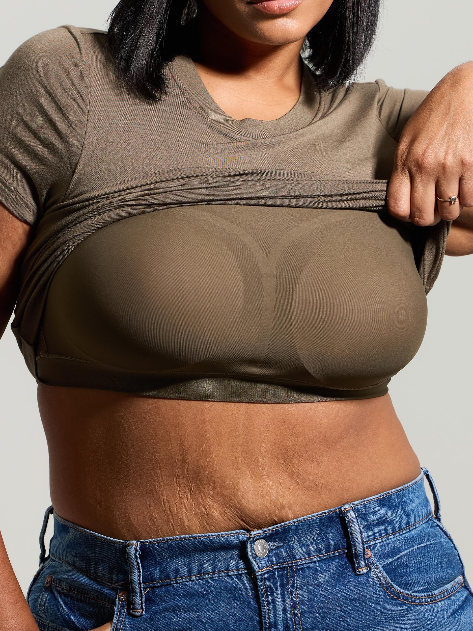 Solid Crew Neck Braless T-Shirt Product Image